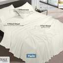 ROYALE LINENS 100% Organic Cotton Twin Sheet Set - Percale Weave - 3 Pieces Set - 1 Flat, 1 Deep Pocket Fitted Sheet and 1 Pillowcases - Ivory Bed Sheets - Sbanas Twin - Crisp Cool (Ivory)