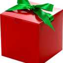 UnicoPak 50 Pack 4x4x4 Christmas Red Gift Boxes - Holiday Boxes With Lids for Presents, Ornaments, Candles, Mugs, Crafting - for Christmas Birthday, Party