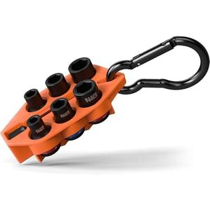Klein Tools 33808 Grab-And-Go Impact Socket Set, SAE, 7-Piece Set with Sleeve, Carabiner, and 3/8-Inch Drive, Color-Coded 1/4, 5/16, 3/8, 7/16, 1/2, and 9/16-Inch Sockets