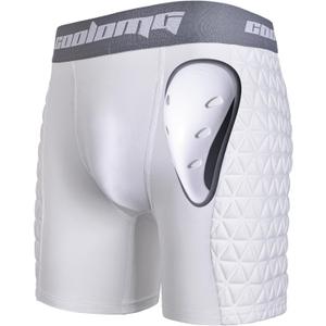 COOLOMG Mens Baseball Sliding Shorts with Athletic Cup Padded Slider Shorts for Softball Football Lacrosse Field Hockey (Medium, White)
