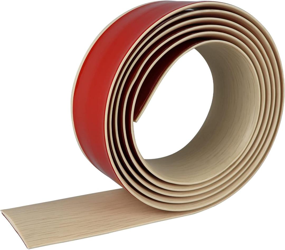 Floor Transition Strip Floor Cover Strips Self Adhesive Flooring Transitions Laminate Floor Strip Vinyl Floor Flat Divider Strip Elegant Wood Grain Design (7.6cm, 10Ft, Beige)