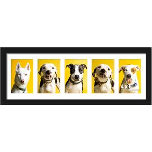 DUENPY 8x24 Collage Picture Frames Display Five 4x6 Picture Collage Wall Decor Wall Hanging or Tabletop Black, 8x244x6 Opening