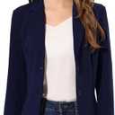 Allegra K Women's Work Office Blazer Stretch Lapel Collar Long Sleeve Jacket Suit Blazer (Black, S)