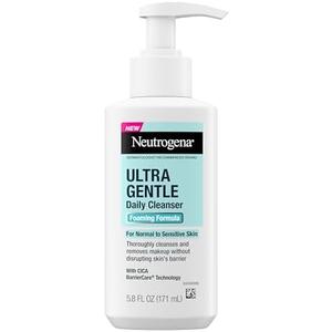 Neutrogena Ultra Gentle Foaming Facial Cleanser, Foaming Face Wash for Sensitive Skin, Gently Cleanses Away Dirt, Oil & Makeup Without Over Drying, Fragrance-Free, 5.8 fl. oz