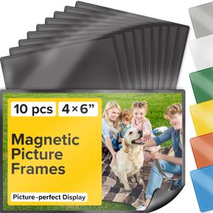 X-bet MAGNET - Magnetic Picture Frames for Refrigerator, Black, Holds 4x6 inches photo, 10 pack, premium magnetic photo frame