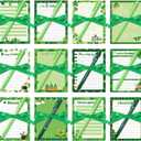 Spakon 36 Pcs St. Patrick's Day Sticky Notes with Pen and Ribbon Shamrock Notepads and Pens Set Green Clover Self Adhesive Memo Pads for School Office Home Supplies Classroom Gift Party Favors, 3.94 x 5.12 inches