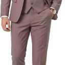 YND Men's Slim Fit 3 Piece Suit, One Button Solid Jacket Vest Pants Set with Tie 2XL