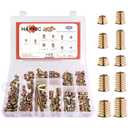 191 PCS Threaded Inserts for Wood, 1/4"-20, 5/16"-18, 3/8"-16 Threaded Wood Inserts Furniture Screw Assortment, Wood Threaded Inserts with Hex Wrench