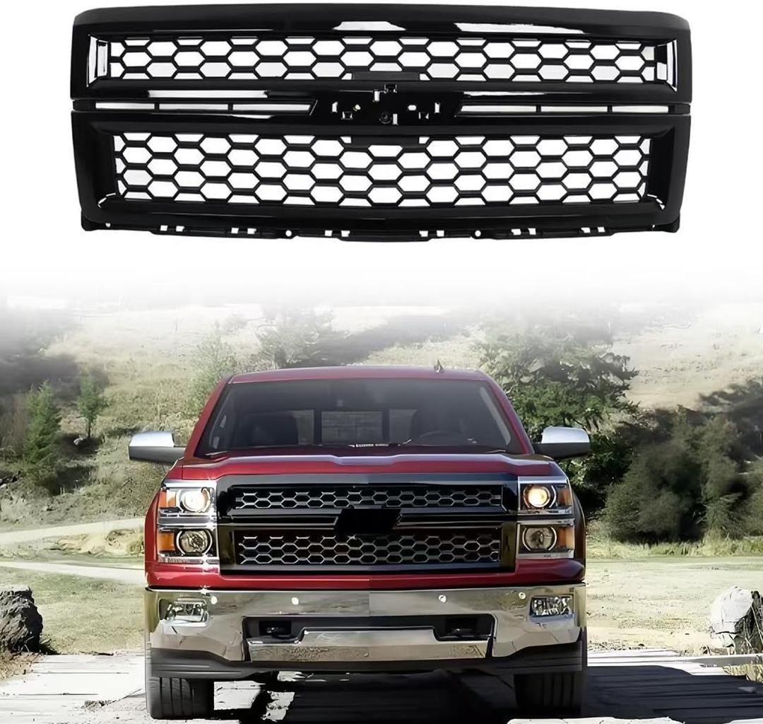 Gloss Black Front Grill for Chevy Silverado 1500 2014-2015 No LED