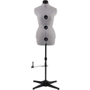 Dress Forms for Sewing, Grey Female Mannequin Adjustable Size 6-14, Pin able Model Body with 13 Dials & 360 Degree Hem Guide, Up to 75" Height Adjustable for Clothing Display (Gray)