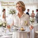 3 Pack Metal Serving Trays, Classic, Silver, Gold