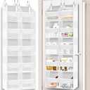 Over The Door Organizer 5 Tiers, Extra Large Behind Door Storage of 10 Compartments, 80 lbs Weight Capacity Hanging Storage Organizer with Clear Window Kids Toys, Shoes,Diapers, Room Storage, White