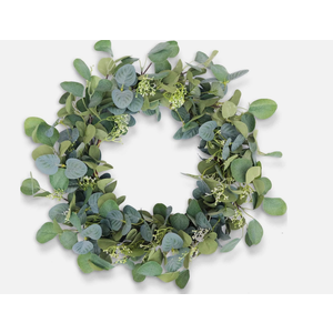 Eucalyptus Wreaths for Front Door 20" Handmade Green Leaves Wreath for Summer
