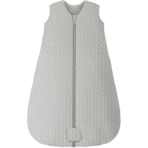 Baby Sleep Sack 0-6 Months TOG 2.5 Winter Baby Wearable Blanket, 100% Cotton Fabric Newborn Infant Sleeping Sack 2-Way Zipper Quilted Baby Sleep Bag, Warm Soft Grey (Small)