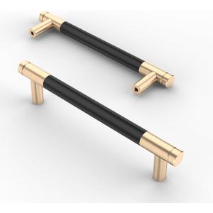 Asidrama 10 Pack 5 Inch(128mm) Matte Black Cabinet Pulls Knurled Cabinet Handles Gold Cupboard Handles Kitchen Cabinet Hardware for Cupboard Drawer Pulls (5" Hole Center)