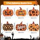2 x MoDooris 6PCS Halloween Pumpkin Decor Wooden Tiered Tray Decor Halloween Table Sign Fall Pumpkin Freestanding Blocks Signs for Halloween Thanksgiving Fall Party Mantel Farmhouse Home Indoor Decoration