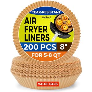 Air Fryer Liners for Ninja, 200 Pcs 8" Round Airfryer Paper Liners Disposable for Oven, Pans & Baking, Non-Stick and Oil Proof Parchment Paper for 5-8 qt Air Fryer Basket by Vailnd