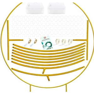 LANGXUN 7.2ft Gold Metal Round Balloon Arch kit, Backdrop Circle Stand Arch Frame for Wedding Birthday Party Decoration, Graduation Decorations and Baby Shower Photo Background