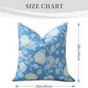 Floral Throw Pillow Covers 18x18 Inch, Set of 2 Neutral Block Print Decorative Accent Cushion Covers, Farmhouse Home Decor Vintage Pillow Covers for Sofa Bed Living Room, Sky Blue
