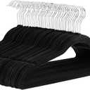 Basics Slim Velvet NonSlip Space Saving Suit Clothes Hangers for Closet Organization, Black/Silver, 30Pack