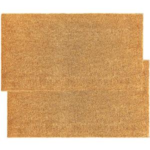 KANKUN Coco Coir Door Mat with Heavy Duty Backing, Welcome Doormat (17" x 30"), Doormat Entrance Anti Shedding (Plain - 2Pack)