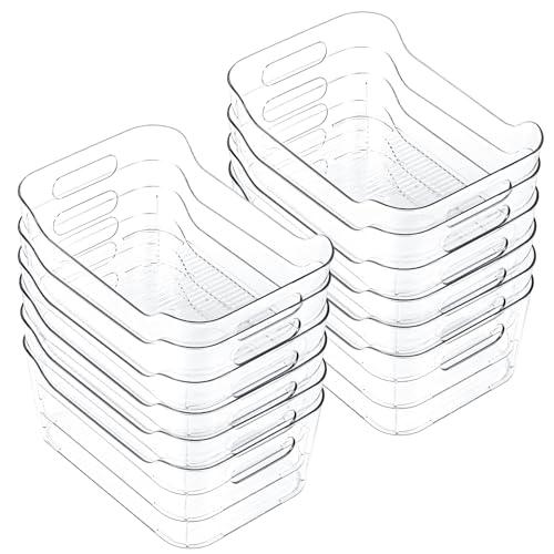 CiWiVOKi 11 Pack Clear Plastic Storage Bins, Acrylic Organizer and Containers with Handle for Pantry, Cabinet, Closet, Refrigerator, Freezer, Bathroom, Kitchen Under Sink Storage