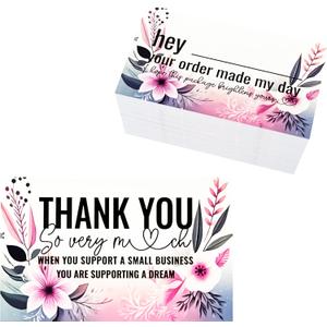 2 X Itzamna Thank You For Your Purchase Cards Small Business Packaging Customer Appreciation Notes Pink Floral Pack Of 100
