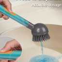 Soap Dispensing Dish Brush Storage Set with 360 Rotating Head, Kitchen Brush with 2 PCS Different Brush Heads & 3 PCS Sponges, Dish Brush Set with Handle for Dishes, Sink, Pans, Pots.