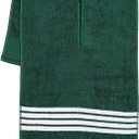 The Tour Towel | Large Golf Caddy Towel Terry Cloth, Absorbent 19" x 44", Center Cut, Perfect Hang Golf Cart Accessory and Golf Bag, Multiple Colors (Green W/White Stripes)