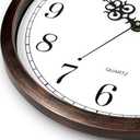 Bernhard Products Large Wall Clock 18 Inch Silent Non Ticking Movement Quartz Battery Operated Round Easy to Read Decorative Classic Brown Home/Kitchen/Office/Classroom/School Clocks, Black Numbers