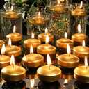 2-inch Gold Floating Candles, 60 Pack Unscented Floating Candles for Centerpieces, 5-6 Hours Water Activated Candle Bulk for Cylinder Vases Wedding Pool