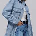 AUTOMET Women's Oversized Jeans Jacket, Classic Button Down Denim Jacket with Chest Pockets, Loose Fit Boyfriend Style Coat (Blue, S)