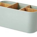 Bamboo Toothbrush Holder, 5 Compartments Tooth Brush Holder, Removable Toothbrush Stand, Bathroom Organiser for Home Green