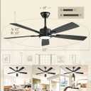 Fanbulous 52 Inch Ceiling Fans with Lights and Remote, Stepless Color Temperature Change & Dimmable 20W LED Ceiling Fan, 6 Speeds Reversible Quiet DC Motor for Bedroom, Living Room, Apartment, Black
