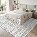 Miukiki 5x7 Area Rug for Living Room Moroccan Washable Rugs Non Slip Indoor Floor Carpet Foldable Large Soft Area Rug for Dining Room Bedroom with Low Pile(Grey,5'x7')