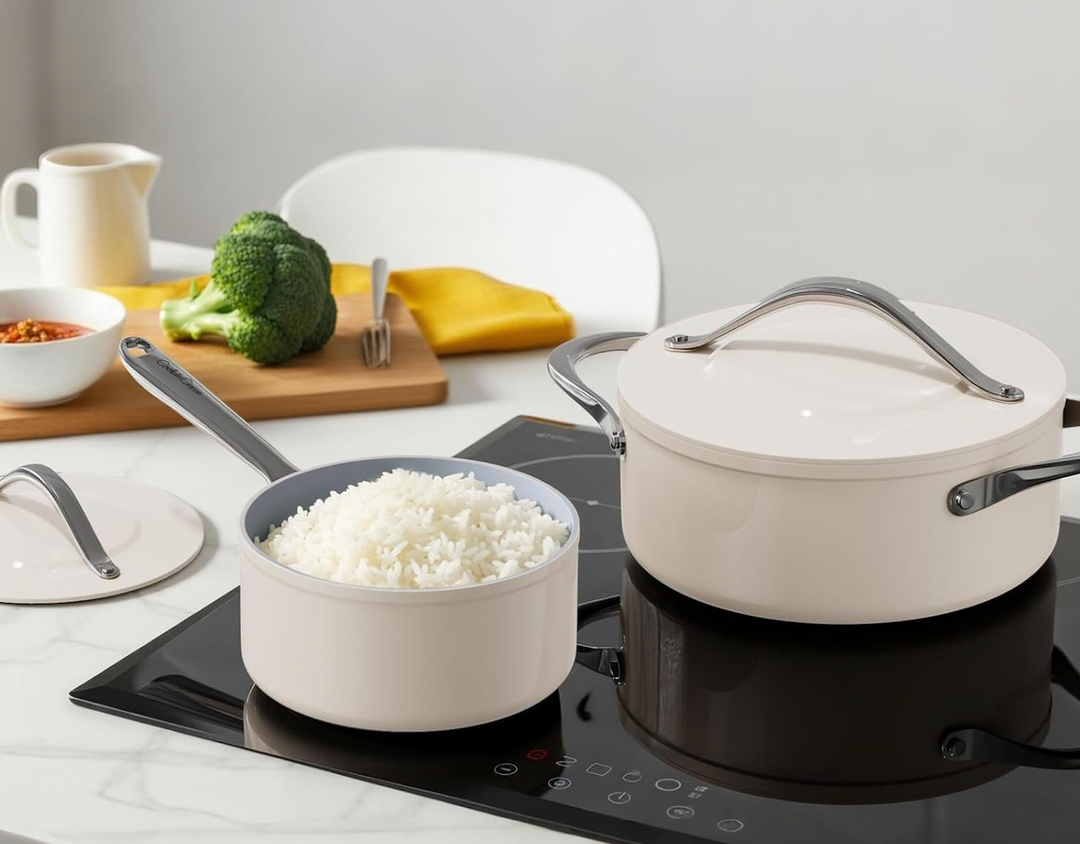 Ceramic Cookware Set Nonstick Pots and Pans Set with Lid PFAS-Free Non Toxic Cookware Set with Advanced G7 Ceramic Coating, Oven Safe Up To 500°F, Quick & Even Heat Distribution, Ivory