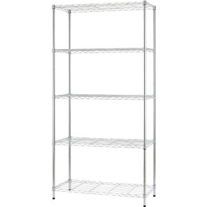 FDW 14" D36" W72" H Wire Shelving Unit Metal Shelf with 5 Tier Adjustable Layer Rack Commercial Strong Steel for Restaurant Garage Pantry KitchenChrome