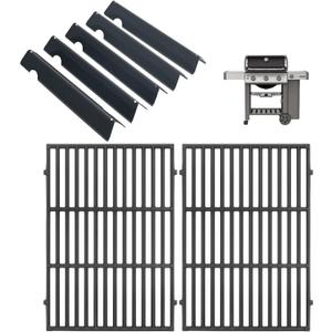 66095 Grill Grates & 66032 Flavorizer Bars for Weber GS4 Genesis II/LX 300 Series, Grill Parts for Genesis II S-310,E-330,E-310,S-320,S-335,E-345,SE-310, Cast Iron Grids for Weber 66795, 66802