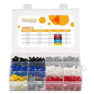 MarrowLin 2000 PCS Wire Ferrule Kit, AWG 22-10 Premium Wire End Terminals Connectors for Secure Connections, Durable Insulated Ferrules for Electrical, Industrial, Power Control Systems