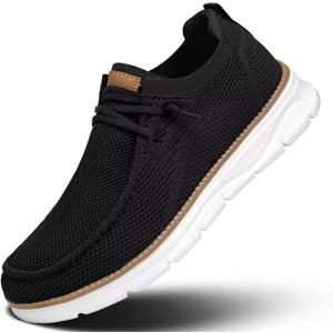Mens Slip-on Loafers Comfortable Boat Shoes Casual Walking Sneakers Mesh Business Oxfords Work Lightweight Soft Sole (Black, M)