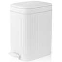 rejomiik Small Bathroom Trash Can with Lid Slim Soft Close Garbage Can Step Wastebasket Container Trash Bin for Office Bedroom Kitchen Living Room (2.6 Gallon White)