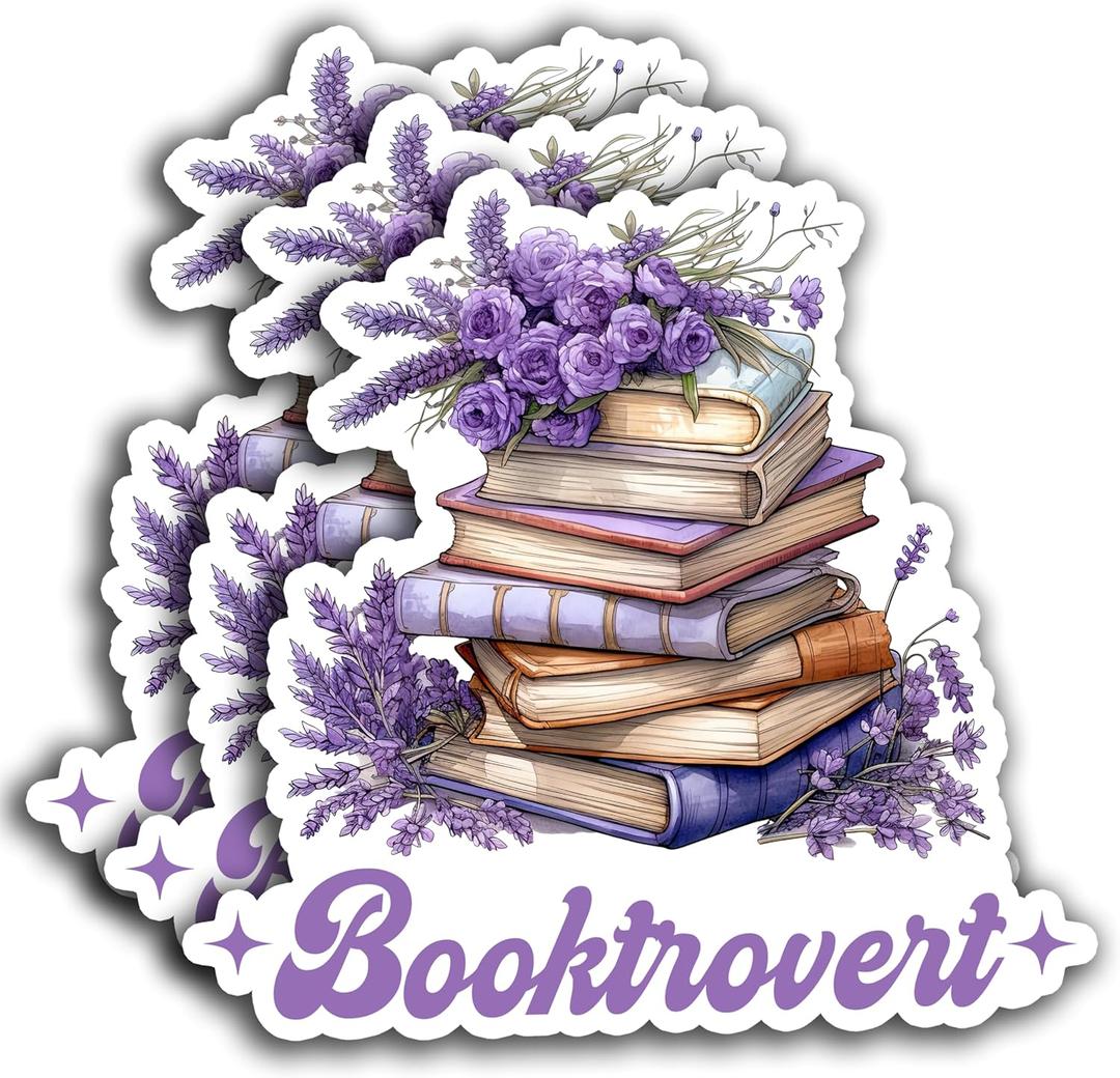 2 x (3pcs) Booktrovert Sticker,Reading Book Lovers, Bookish Reading Stickers, Decorate Waterproof Vinyl Water Bottle Tumbler Phone Laptops Sticker Gifts 3x3 Inch