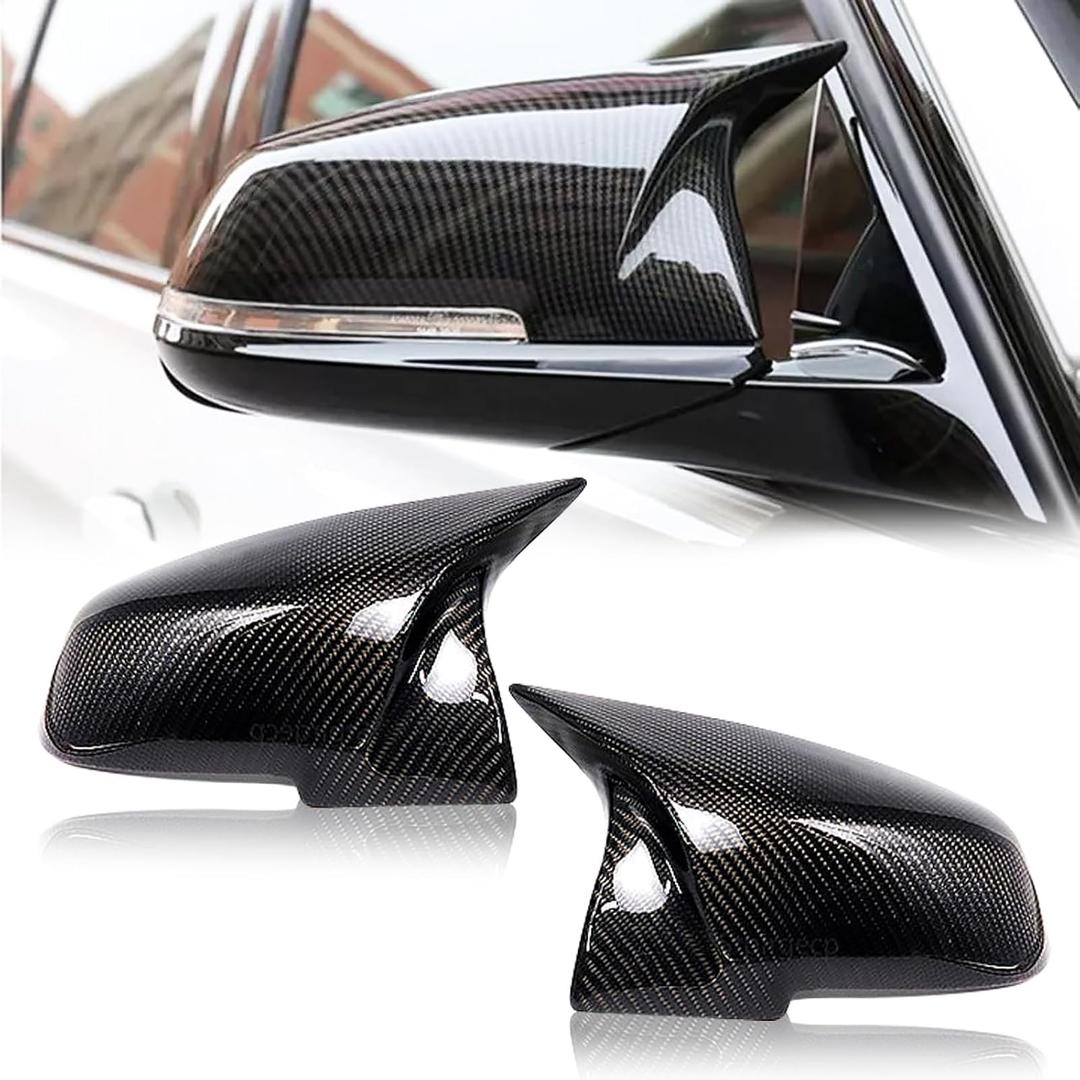 Real Carbon Fiber Side Rear Mirror Covers Caps Compatible with BMW F20 F22 F23 F30 F31 F32 F33 F36 F87 M2 X1 E84 Rearview Mirror Guard Cap Direct Replacement