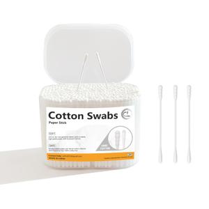 1000 Count Mini Cotton Swabs, Spiral/Round Cotton Swab with Paper Stick for Personal Care and Cleaning