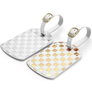 Luggage Tags for Suitcases 2 Pack Pu Leather Luggage Tag Airplane Travel Essentials for Women and Men, Bag Tags Travel Accessories Essential