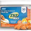 Camco TST MAX RV Toilet Treatment Drop-INs - Control Unwanted Odors & Break Down Waste and Tissue - Safe Septic Tank Treatment - Orange Scent, 21 Pack (41183)