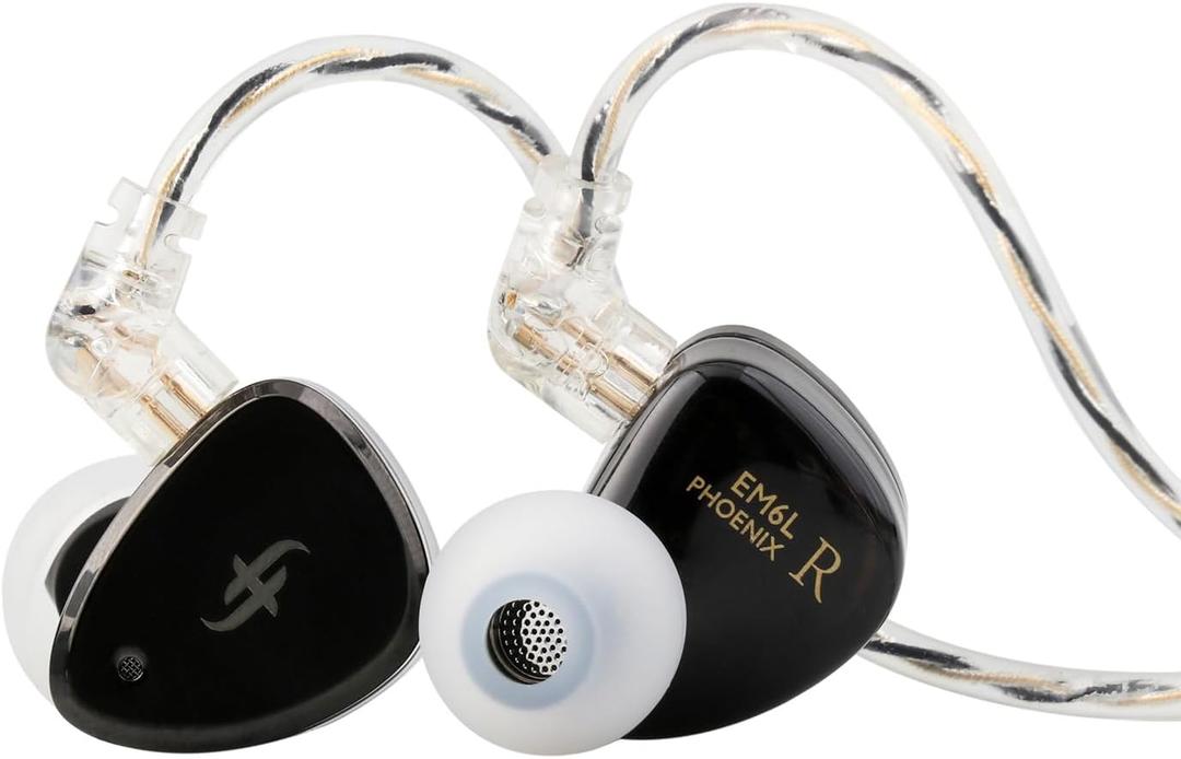 Linsoul SIMGOT EM6L 1DD + 4BA Hybrid Driver in-Ear Monitor, Gaming Earbud, HiFi IEM Earphone with 3D-Printed Resin Housing, Detachable OFC Silver-Plated Cable for Musician Audiophile