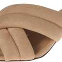 Amazon Essentials Women's Crossover Heeled Sandal with Padded Straps and Memory Foam Insole (12, Beige Faux Microsuede)