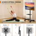 Mobile TV Floor Stand for 13-50 inch LCD LED Flat/Curved Panel Screen TVs up to 44 lbs, Height Adjustable TV Stand Mount with Tilt VESA 200x200, Portable TV Stand with Shelf HT2007BM