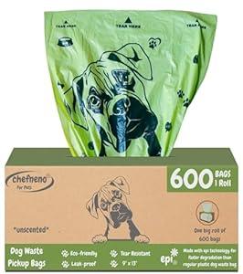 Dog Poop Biodegradable Bags One Biig Roll (600 ct.) Eco-friendly Doggy Poop Bags Pet Waste Pickup Bag Degradable Cat Waste Disposal Bags (1 Roll, 600 Bags)